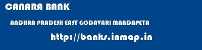 CANARA BANK  ANDHRA PRADESH EAST GODAVARI MANDAPETA   banks information 